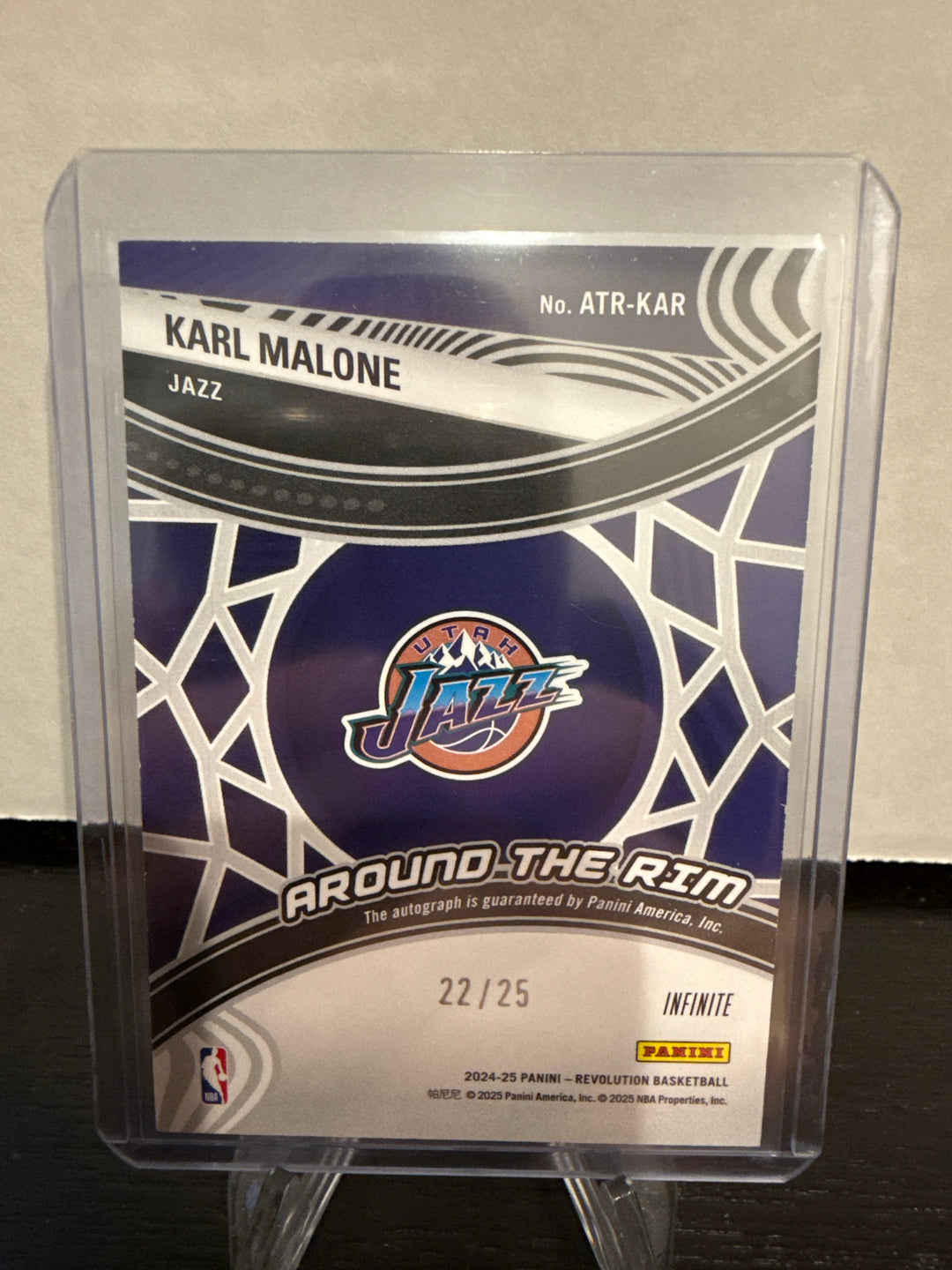 Karl Malone 2025 Panini Revolution Around the Rim Auto, 22/25