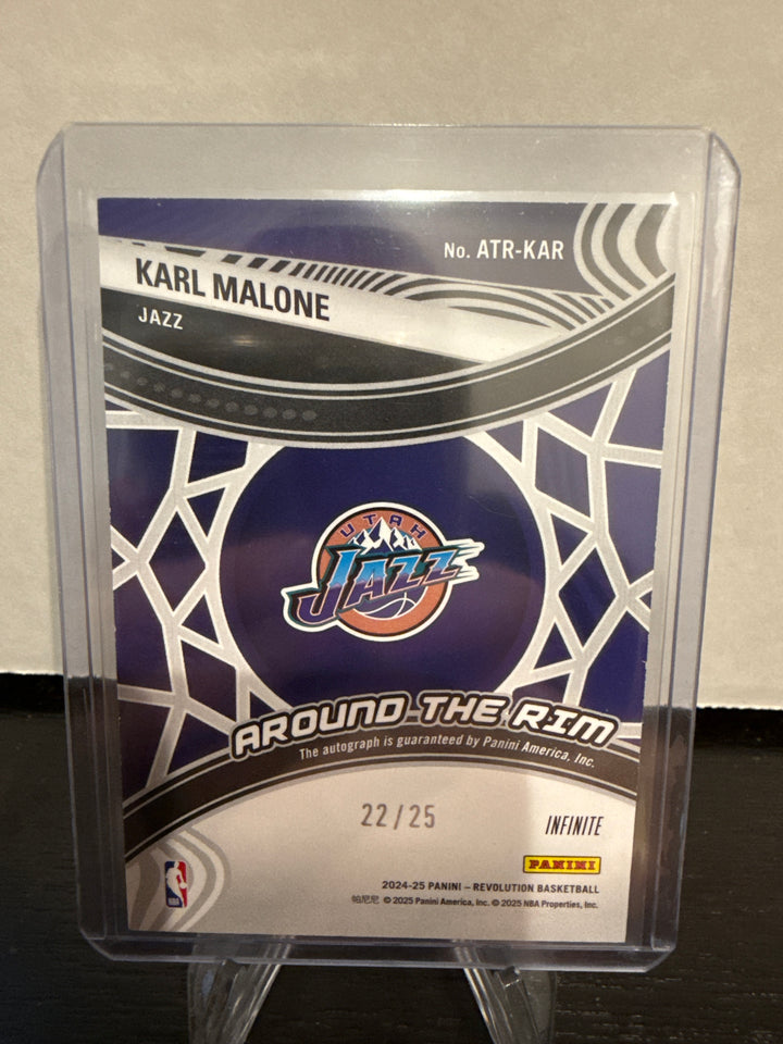 Karl Malone 2025 Panini Revolution Around the Rim Auto, 22/25