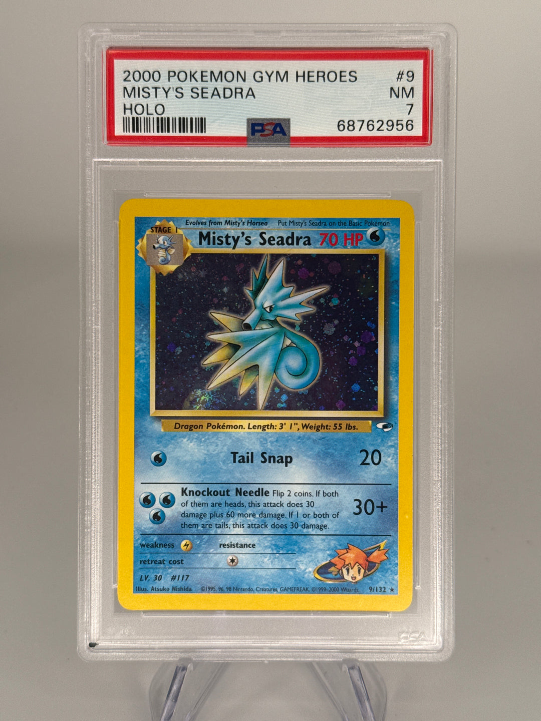 Pokemon TCG Misty's Seadra Gym Heros Holo, 9/132, PSA 7