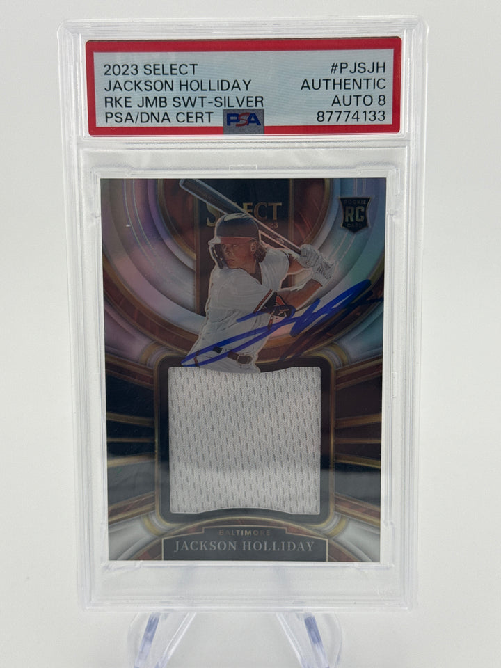 Jackson Holliday 2023 Panini Select Rookie Jumbo Swatch PSA Authentic Auto, 041/199