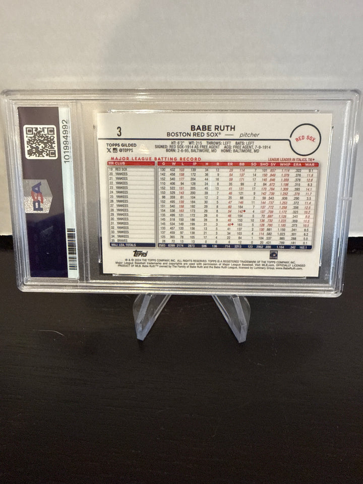 Babe Ruth 2024 Topps Gilded Collection Gold Mini Diamond, 42/50, PSA 10 Gem Mint