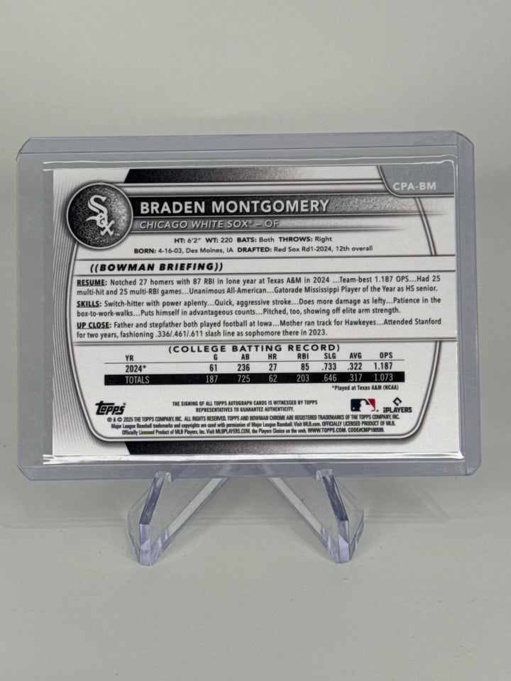 Braden Montgomery 2025 Bowman Chrome Green Reptillian Auto, 95/99