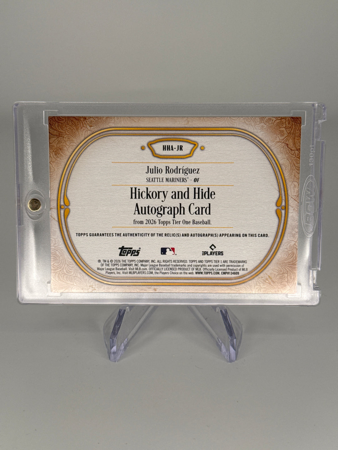 Julio Rodriguez 2026 Topps Tier One Hickory & Hide Holo Silver Auto