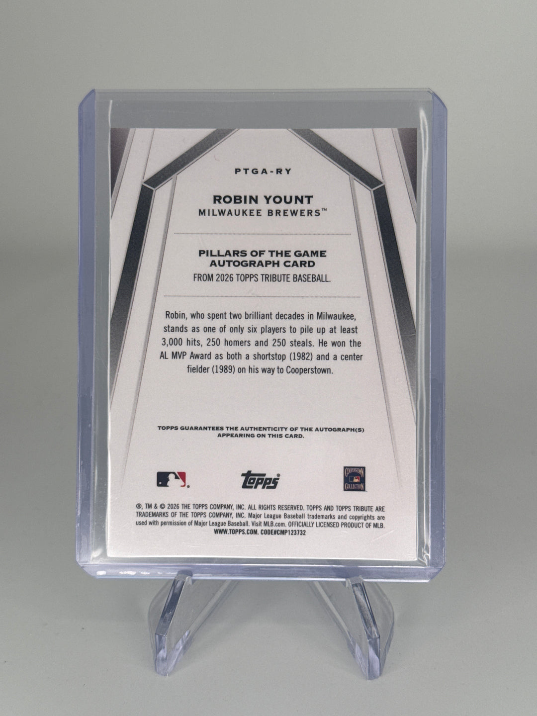 Robin Yount 2026 Topps Tribute Pillars of the Game Green Auto, 61/99