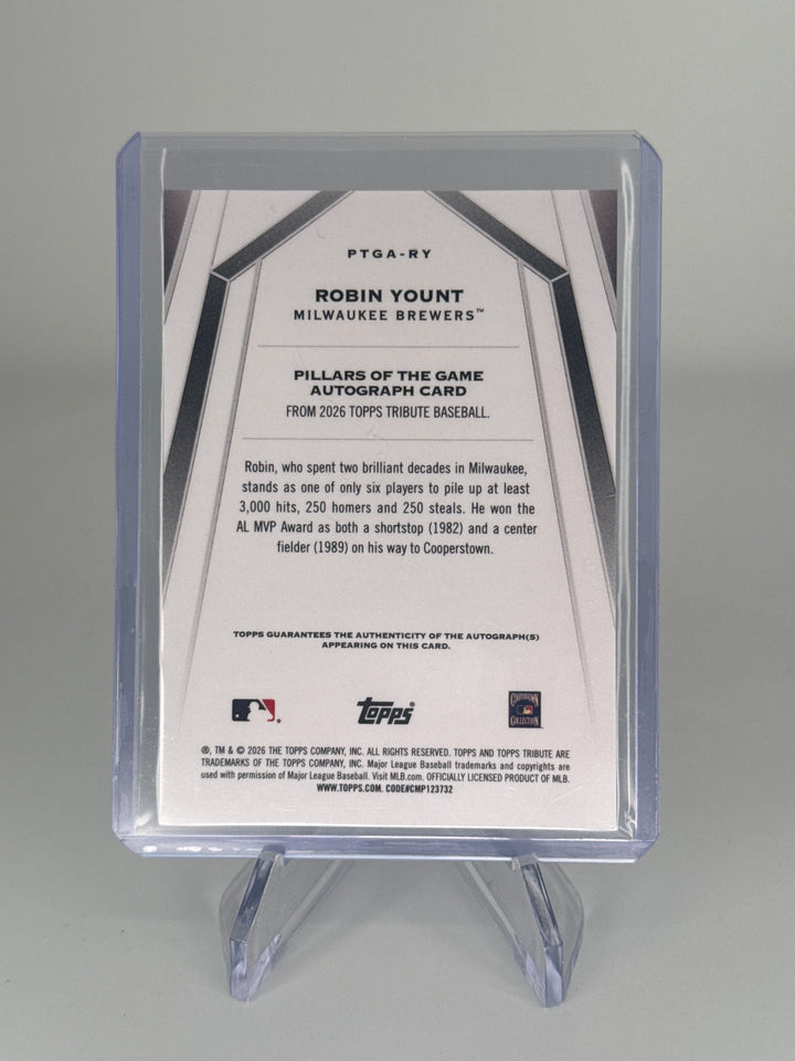 Robin Yount 2026 Topps Tribute Pillars of the Game Green Auto, 61/99