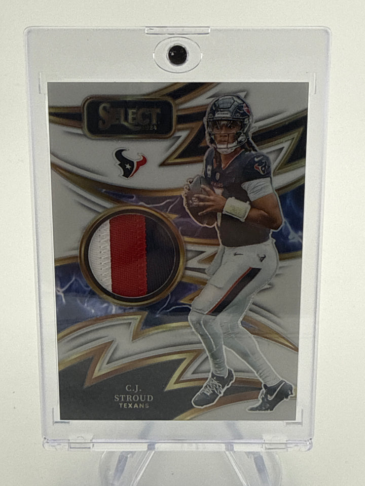 C.J. Stroud 202 Panini Select Sparks White Prizm Jersey Relic, 37/75