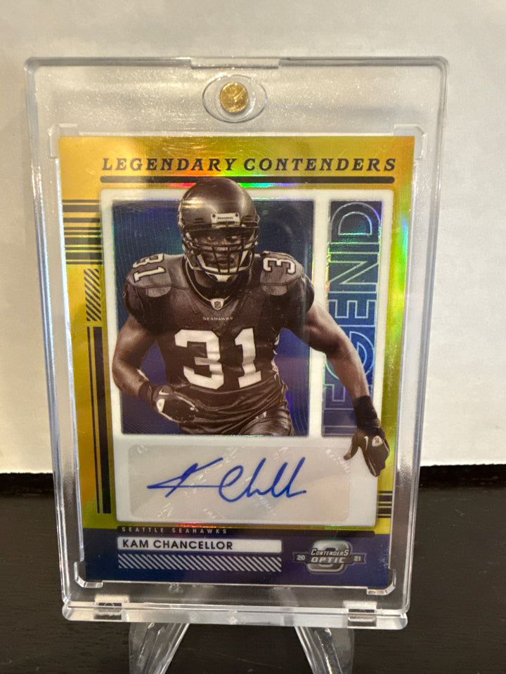 Kam Chancellor 2021 Panini Contenders Optic Legendary Contenders Gold Auto, 04/10