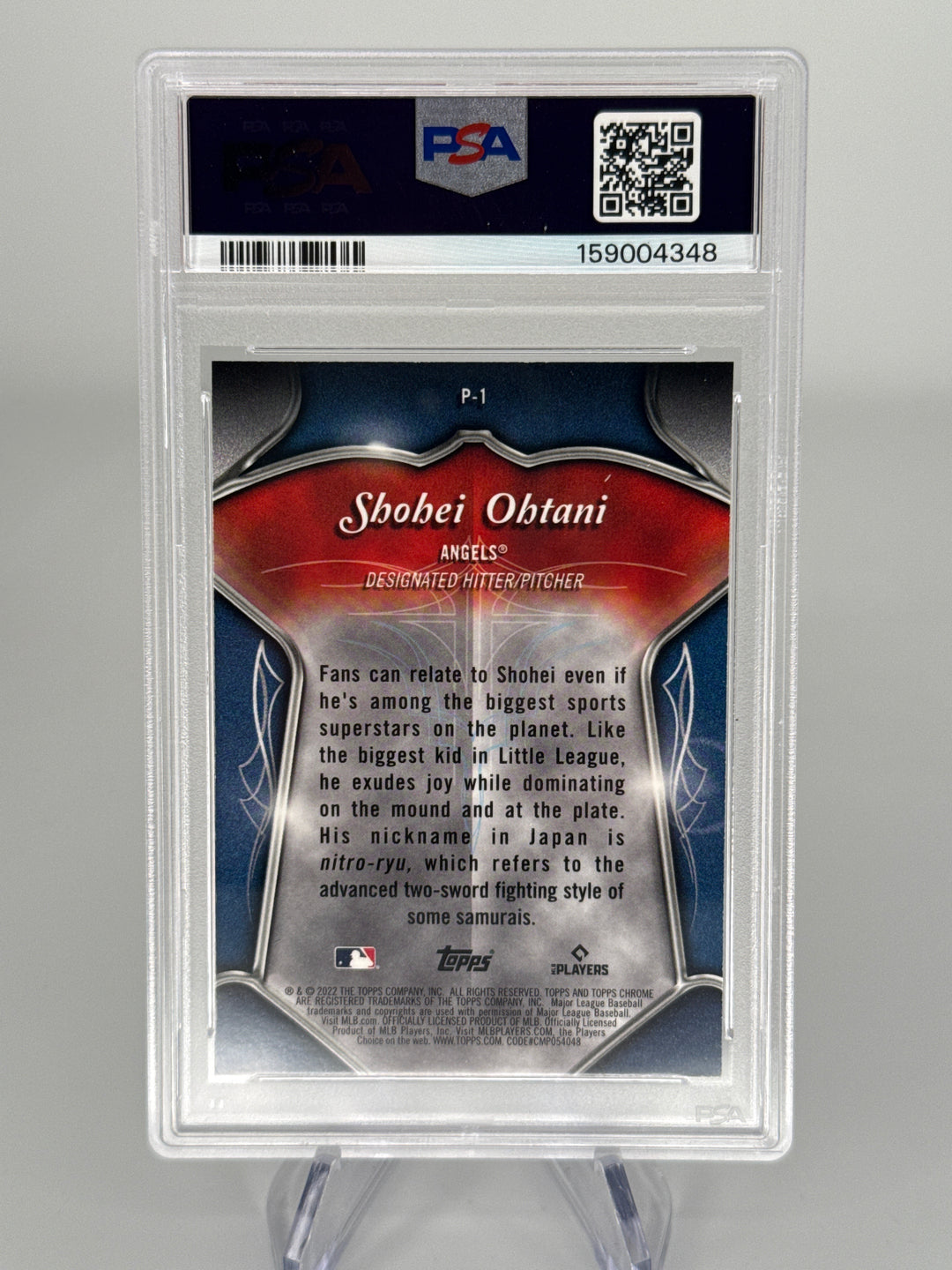 Shohei Ohtani 2022 Topps Chrome Pinstriped Club Plaques, PSA 9 Mint