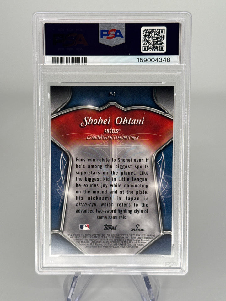 Shohei Ohtani 2022 Topps Chrome Pinstriped Club Plaques, PSA 9 Mint