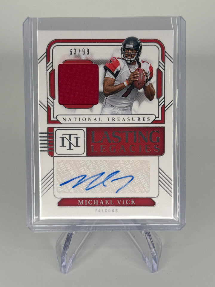 Michael Vick 2024 Panini National Treasures Lasting Legacies Patch Auto, 63/99