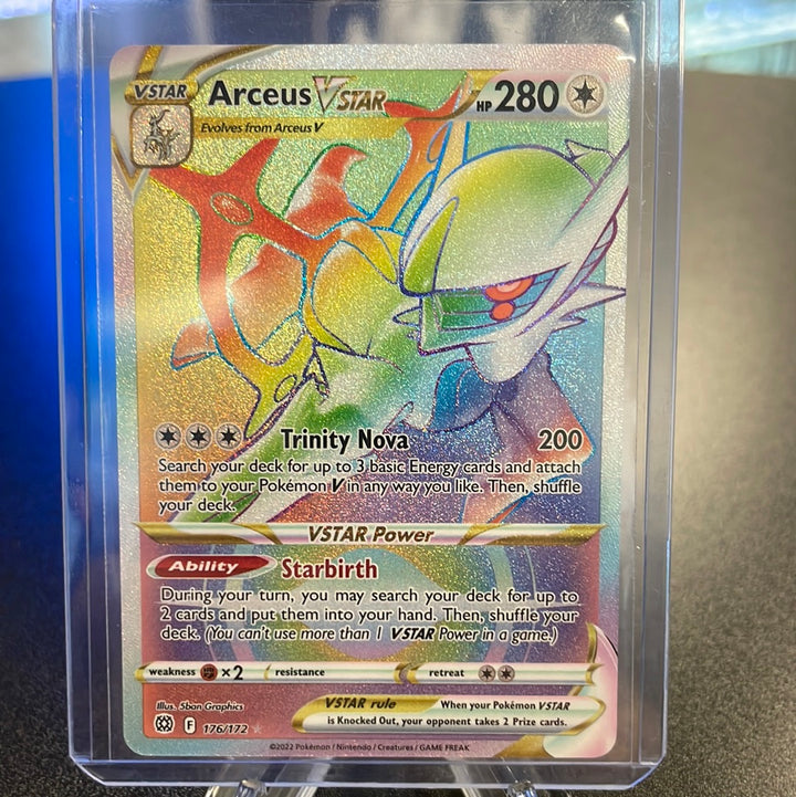 Pokemon TCG 2022 Arceus VStar Brilliant Stars Rainbow Full Art Holo, 176/172