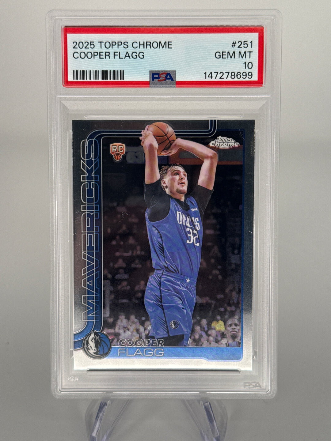 Cooper Flagg 2025 Topps Chrome Rookie, PSA 10 Gem Mint