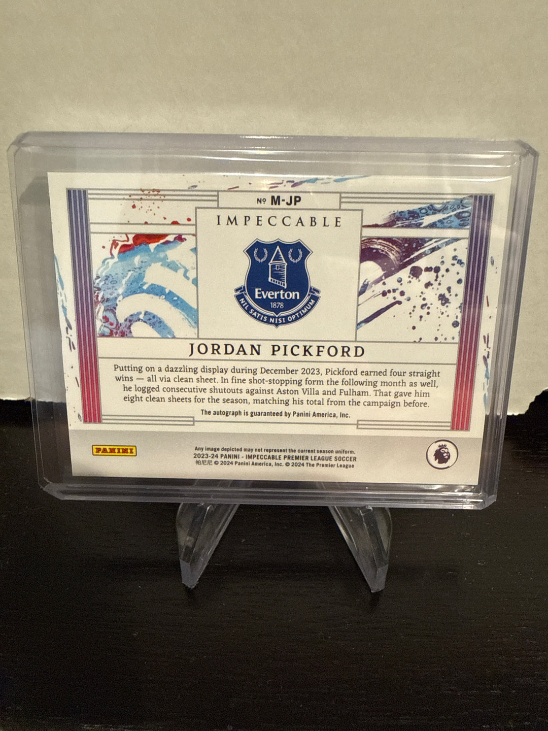 Jordan Pickford 2023-2024 Panini Impeccable Masterstrokes Auto, 23/25