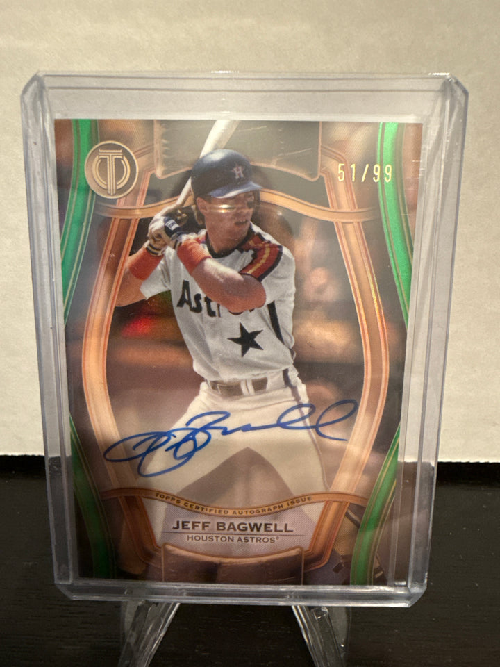 Jeff Bagwell 2025 Topps Tribute Pillars of the Game Auto, Green, 51/99