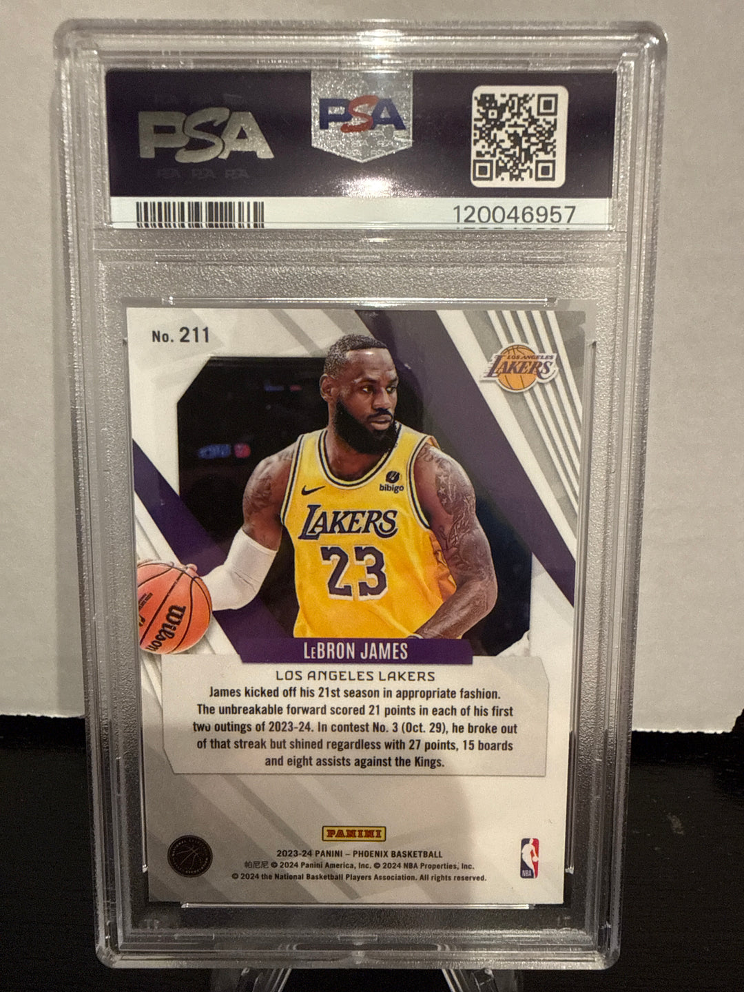Lebron James 2023 Panini Phoenix, PSA 10 Gem Mint