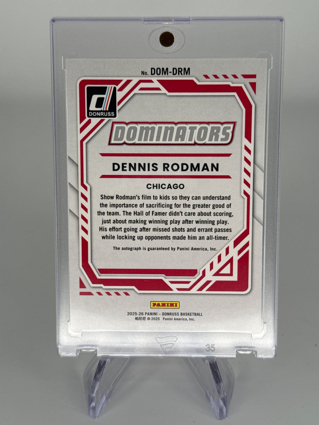 Dennis Rodman 2025-2026 Panini Donruss Dominators Red Auto, 20/25
