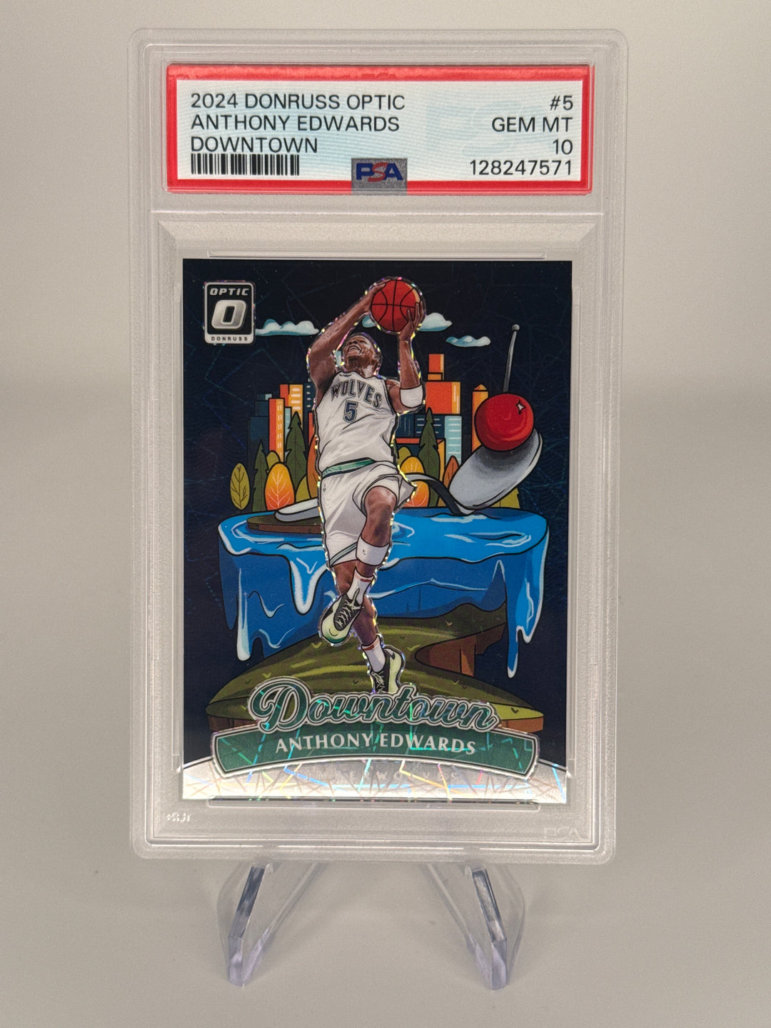 Anthony Edwards 2024 Panini Donruss Optic SSP Downtown Case Hit, PSA 10 Gem Mint