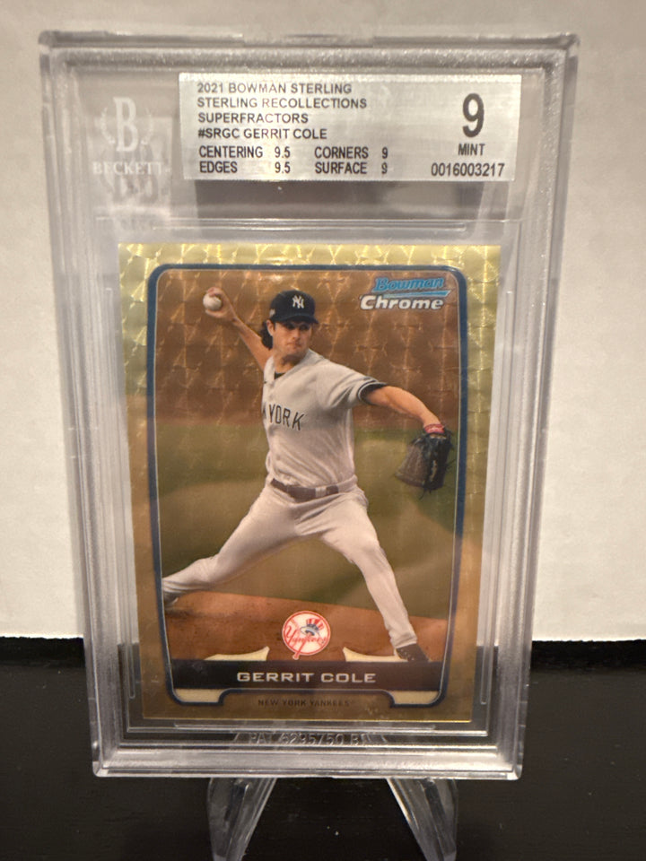 Gerrit Cole 2021 Bowman Sterling Sterling Recollections 1/1 Superfractor, BGS 9 Mint