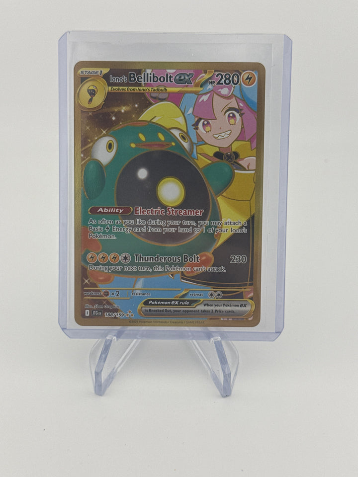 Pokemon TCG 2025 Iono's Bellibolt EX Journey Together Gold Hyper Rare, 188/159
