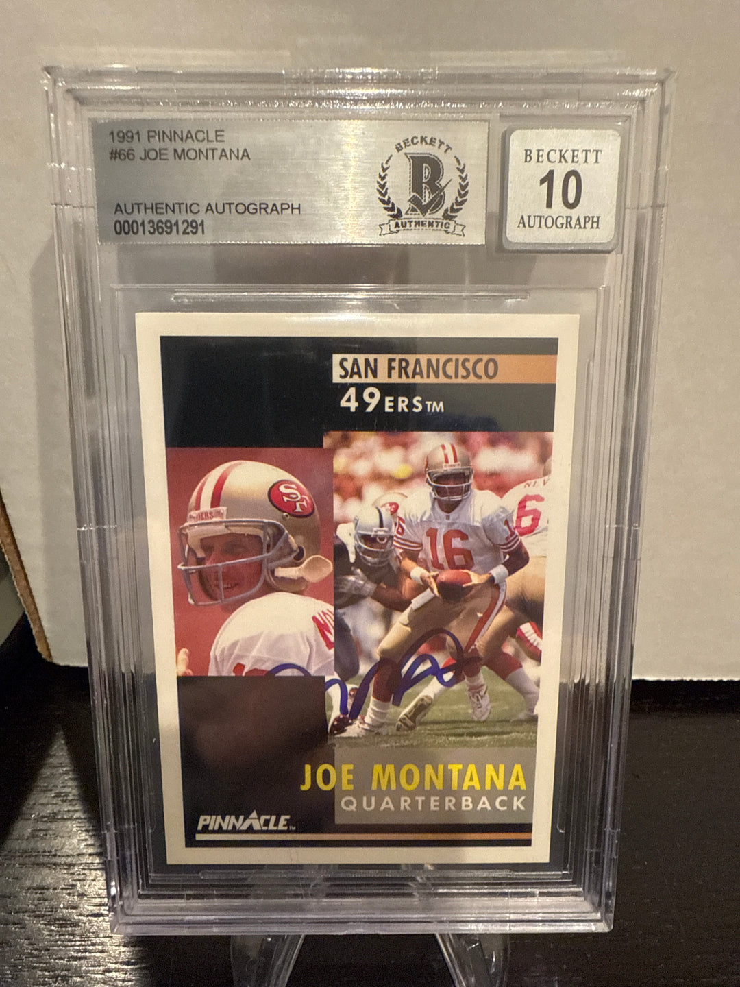 Joe Montana 1991 Pinnacle, BGS Authentic Auto