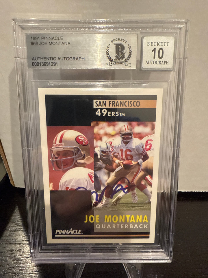 Joe Montana 1991 Pinnacle, BGS Authentic Auto