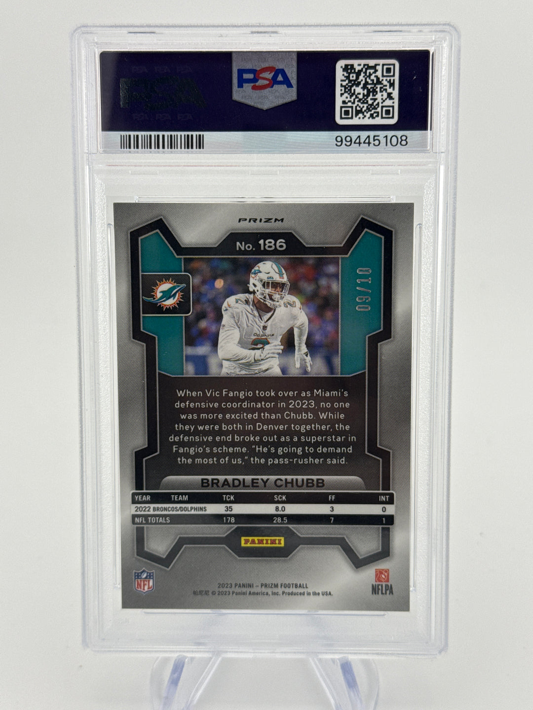 Bradley Chubb 2023 Panini Prizm Gold Shimmer Prizm, 09/10, PSA 10 Gem Mint