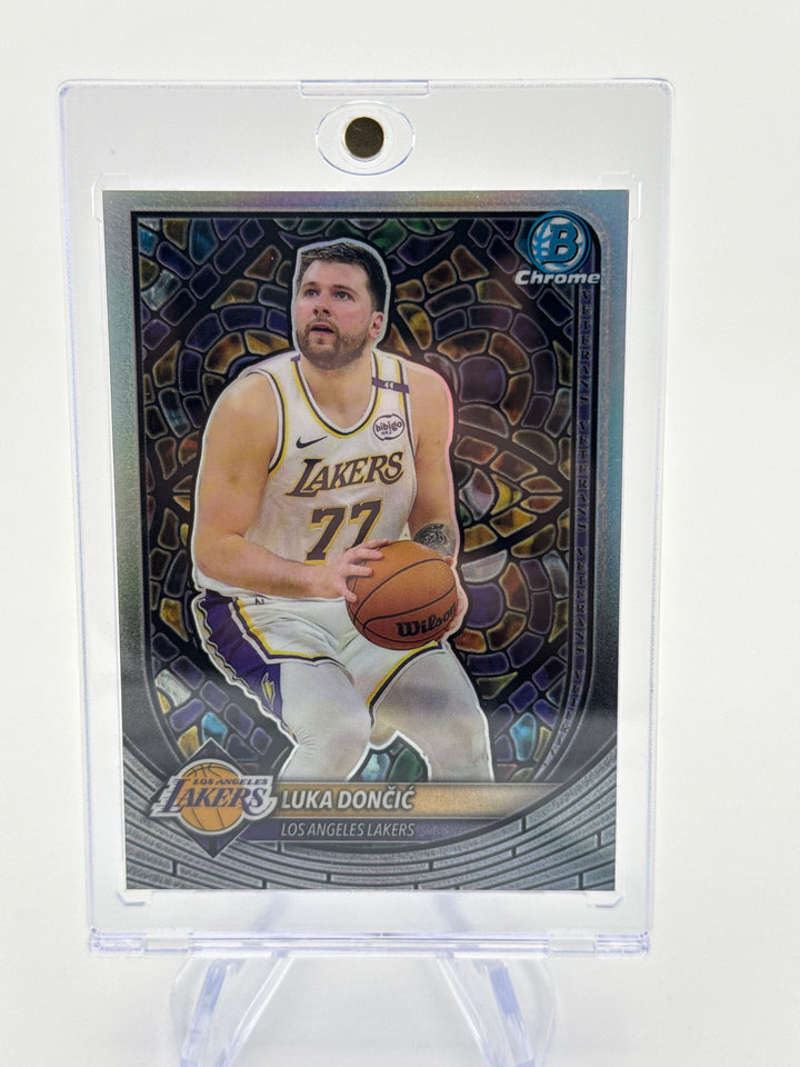 Luka Doncic 2025 Bowman Chrome Etched in Glass SSP Case Hit