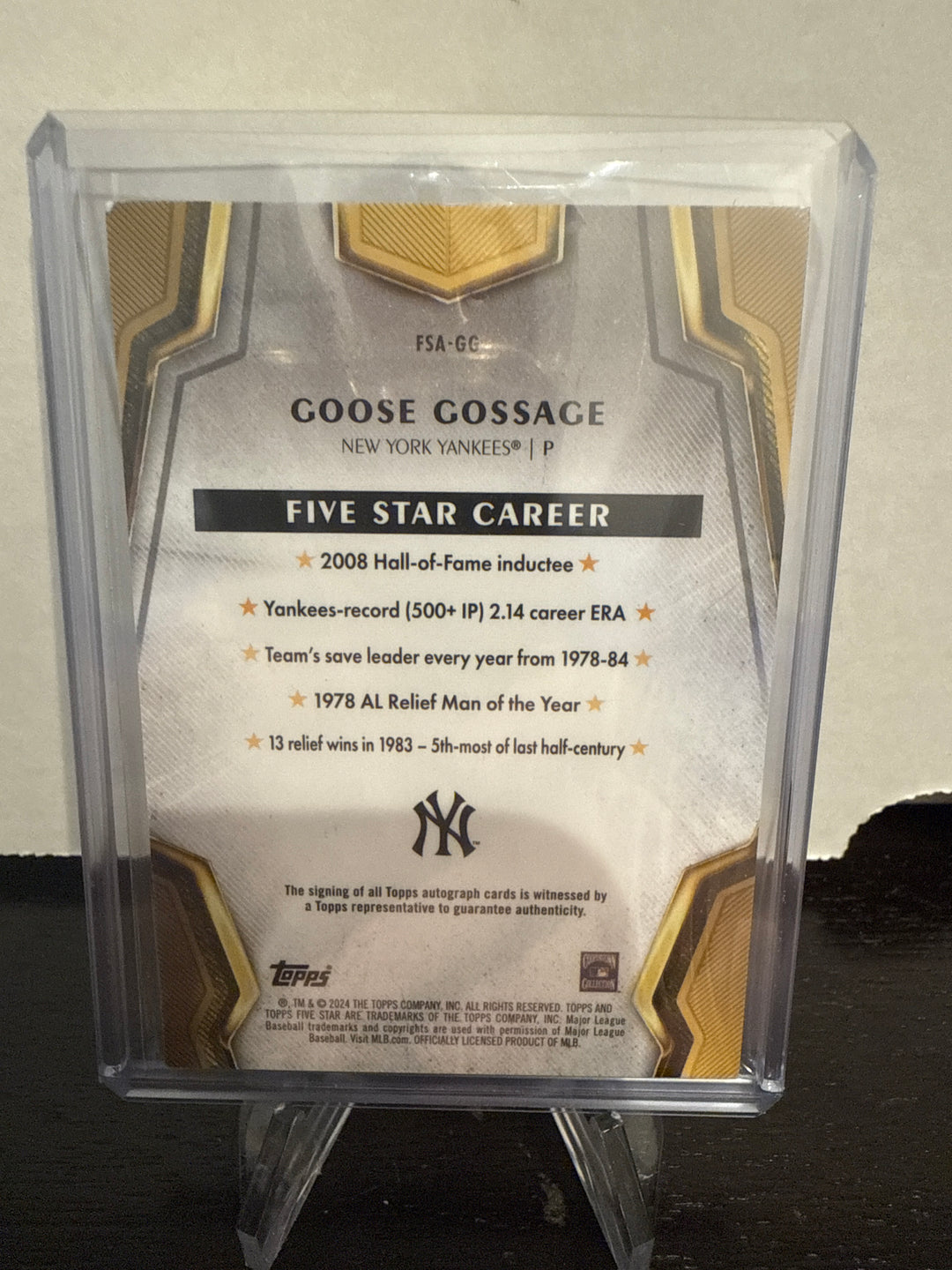 Goose Gossage 2024 Topps Five Star Gold Auto, 06/10