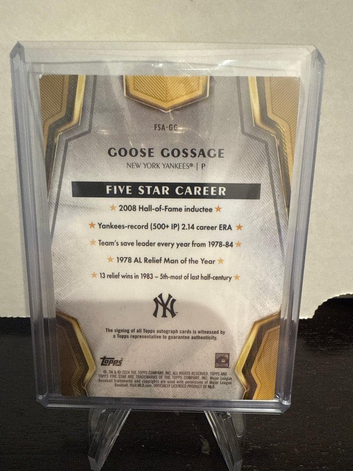 Goose Gossage 2024 Topps Five Star Gold Auto, 06/10