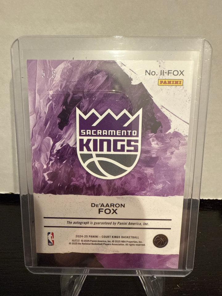 De'Aaron Fox 2024-2025 Panini Court Kings Impressionist Ink Auto Pink, 5/8