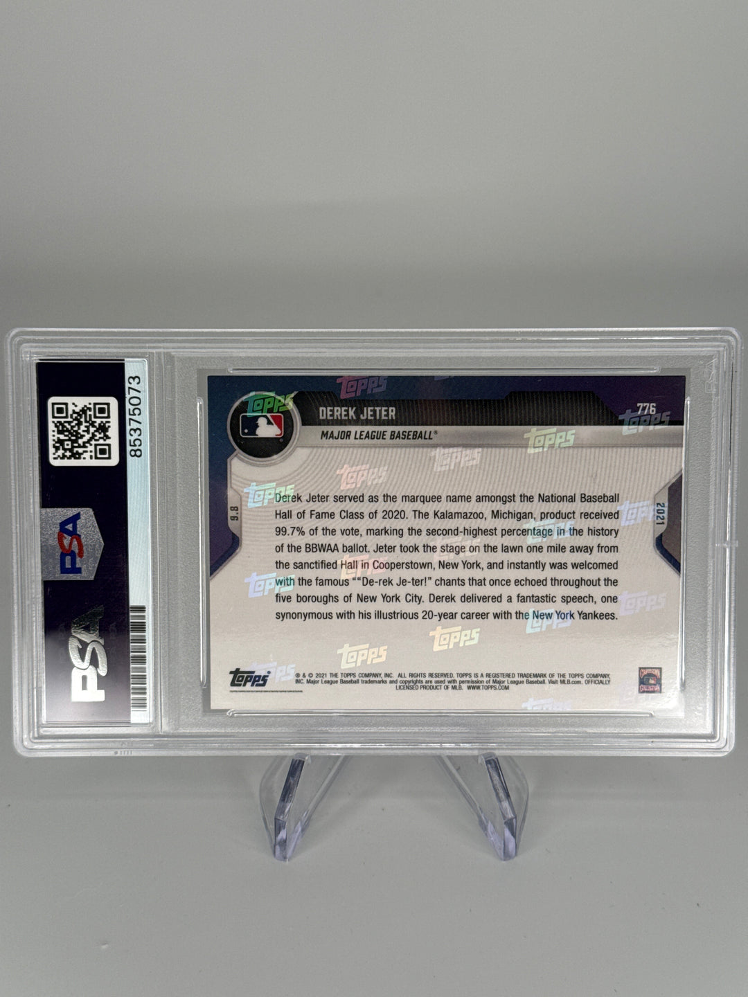 Derek Jeter 2021 Topps Now Hall of Fame Class of 2020, PSA Auto, PSA 10 Gem Mint