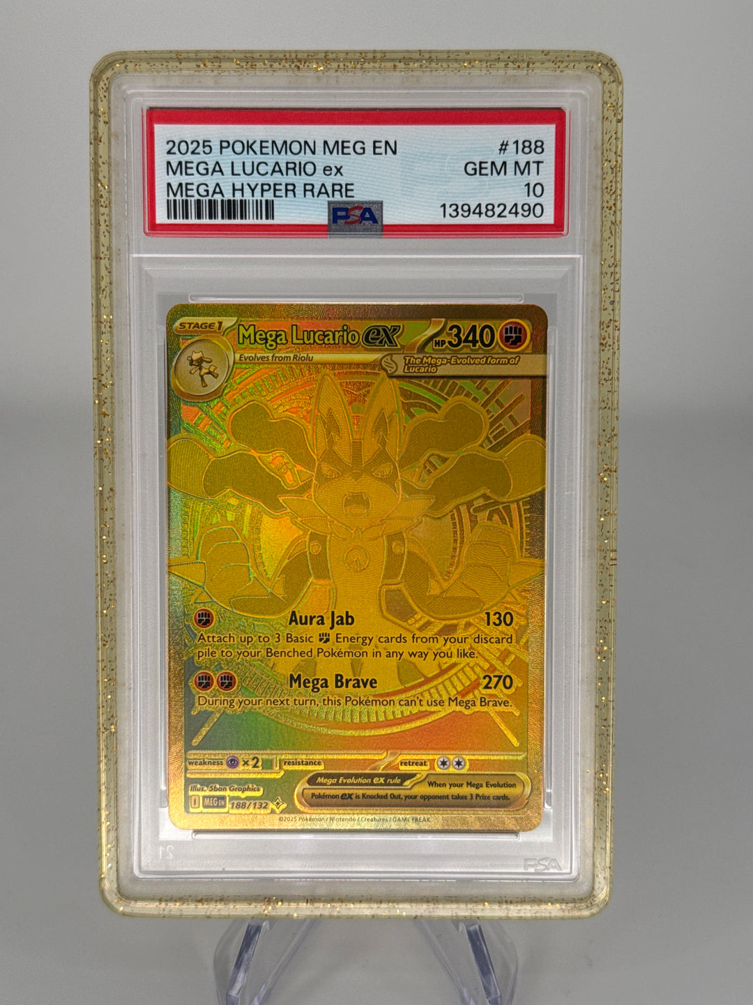 Pokemon TCG 2025 Mega Lucario EX Mega Evolutions Mega Hyper Rare, 188/132, PSA 10 Gem Mint