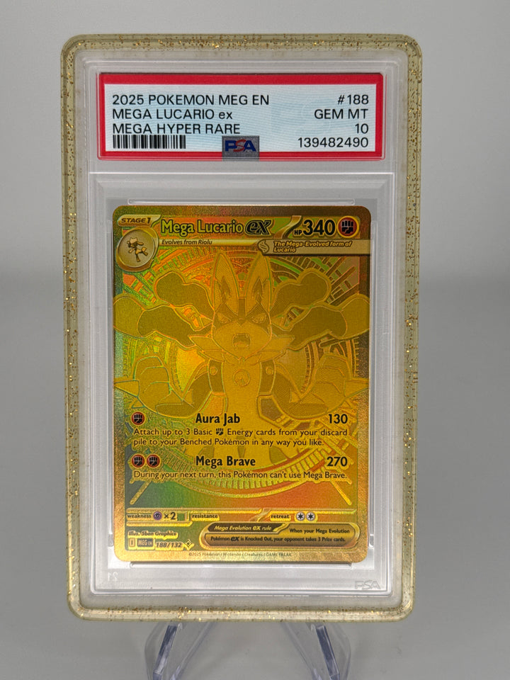 Pokemon TCG 2025 Mega Lucario EX Mega Evolutions Mega Hyper Rare, 188/132, PSA 10 Gem Mint
