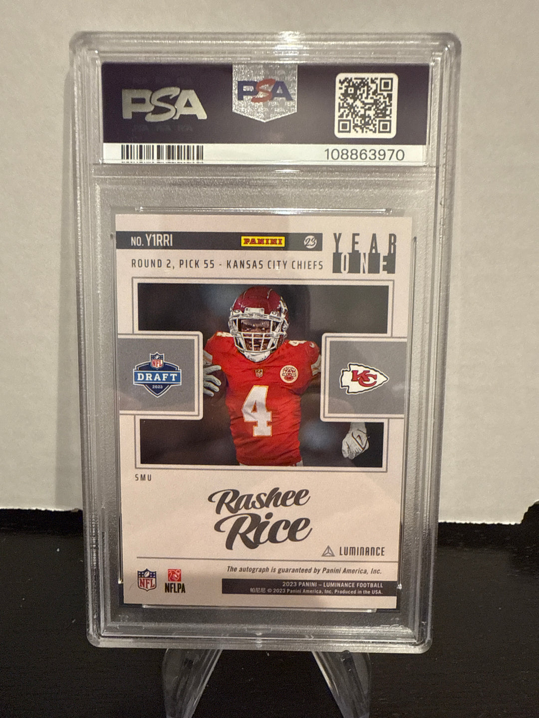 Rashee Rice 2023 Panini Luminance Year One Signature Rookie Auto, PSA 9 Mint