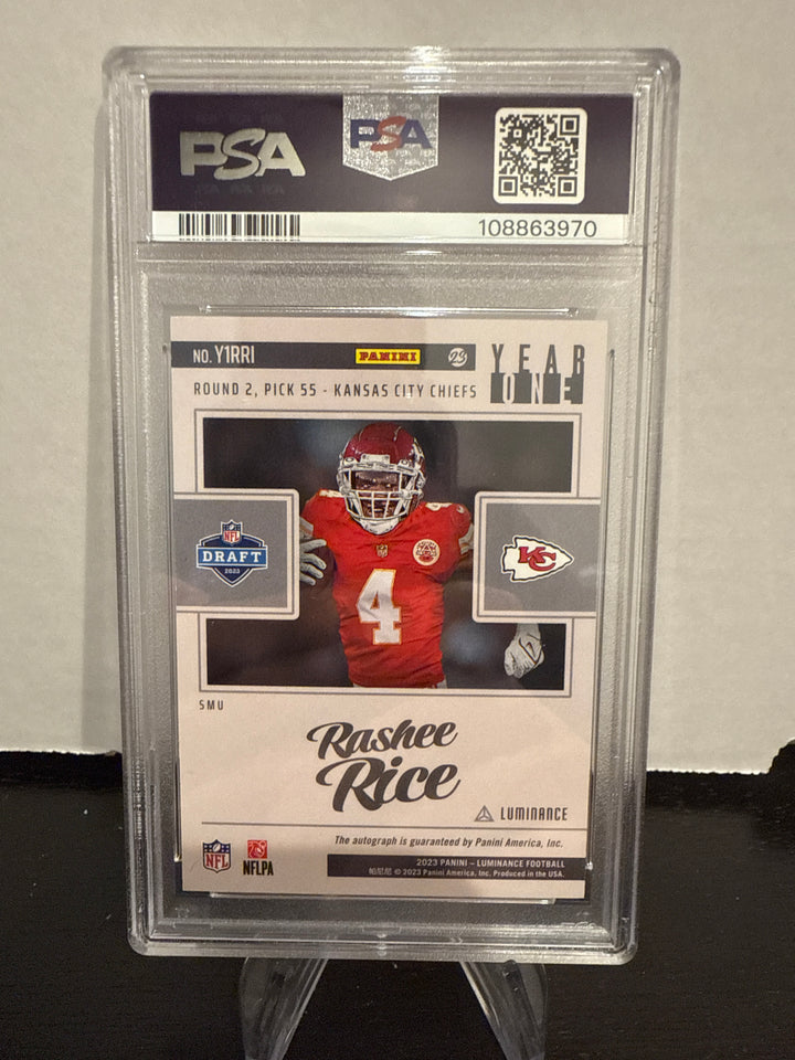 Rashee Rice 2023 Panini Luminance Year One Signature Rookie Auto, PSA 9 Mint