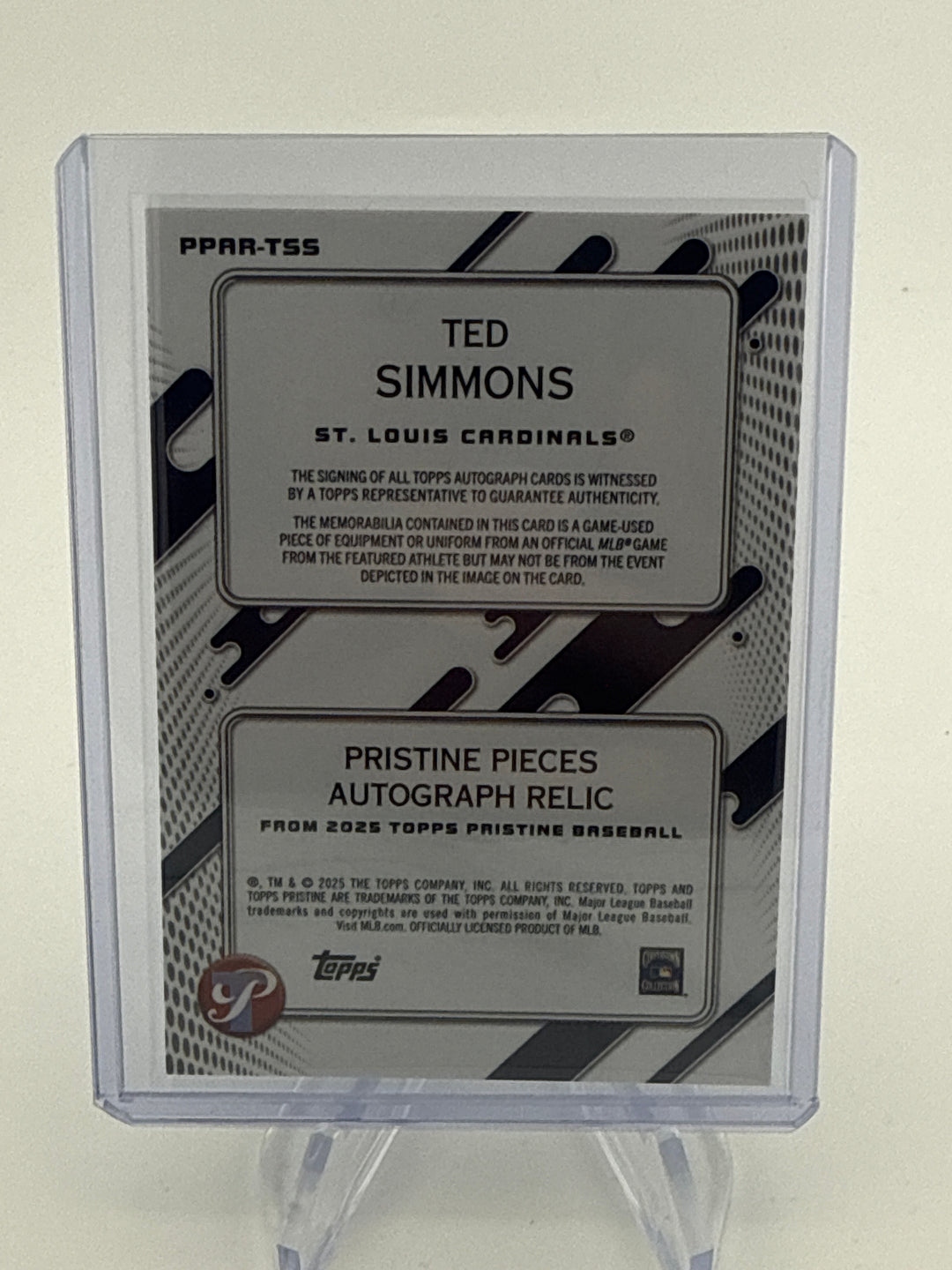 Ted Simmons 2025 Topps Pristine Auto Relic Blue, 68/75