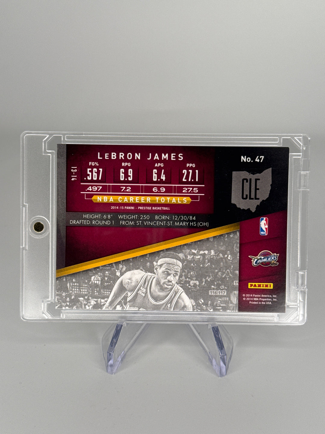 Lebron James 2014 Panini Prestige Bonus Shots Blue, 39/99