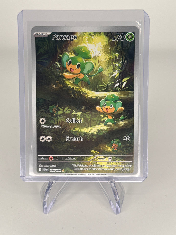 Pokemon TCG 2025 Pansage Black Bolt Full Art Illustration Rare, 089/086