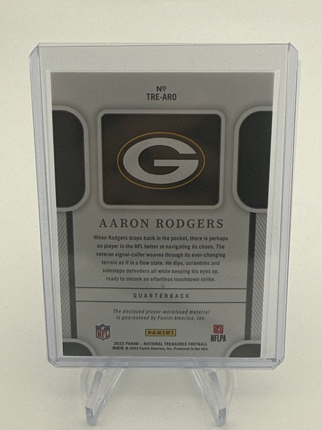 Aaron Rodgers 2022 Panini National Treasures Tremendous Treasures Relic, 01/49