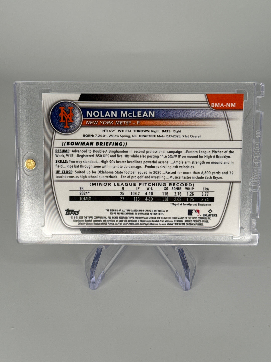 Nolan McLean 2025 Bowman Chrome Mega Box Auto