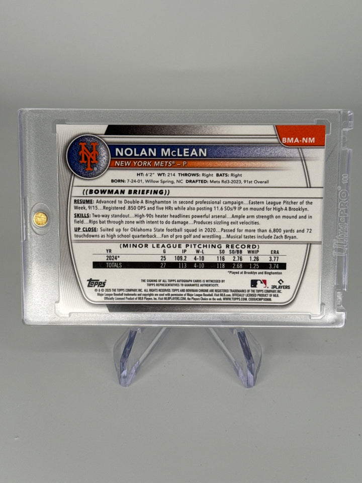 Nolan McLean 2025 Bowman Chrome Mega Box Auto