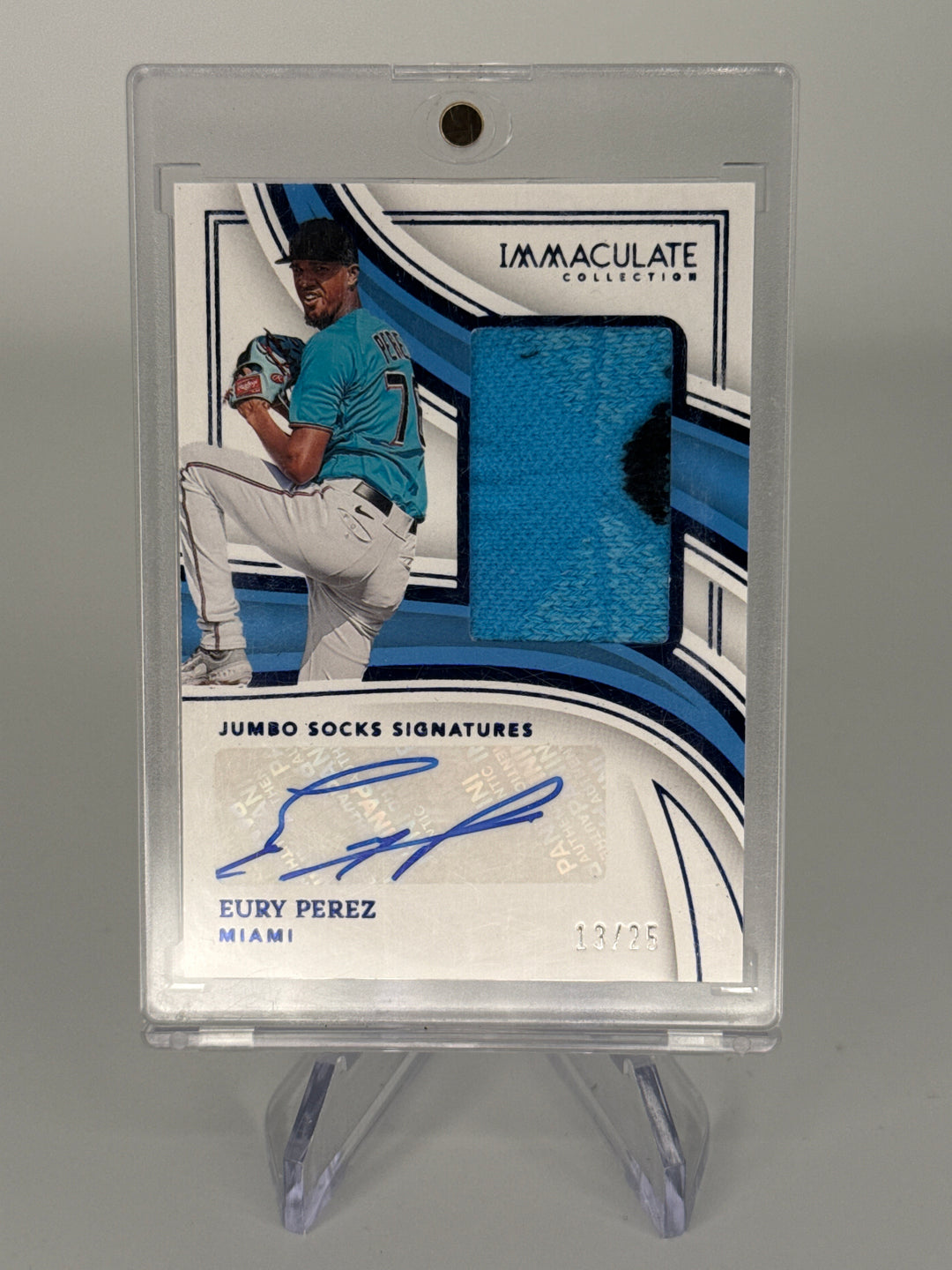 Eury Perez 2023 Panini Immaculate Jumbo Socks Auto Relic, 13/25