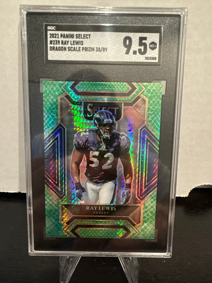 Ray Lewis 2021 Panini Select Dragon Scale Prizm, 38/89, SGC 9.5 Gem Mint
