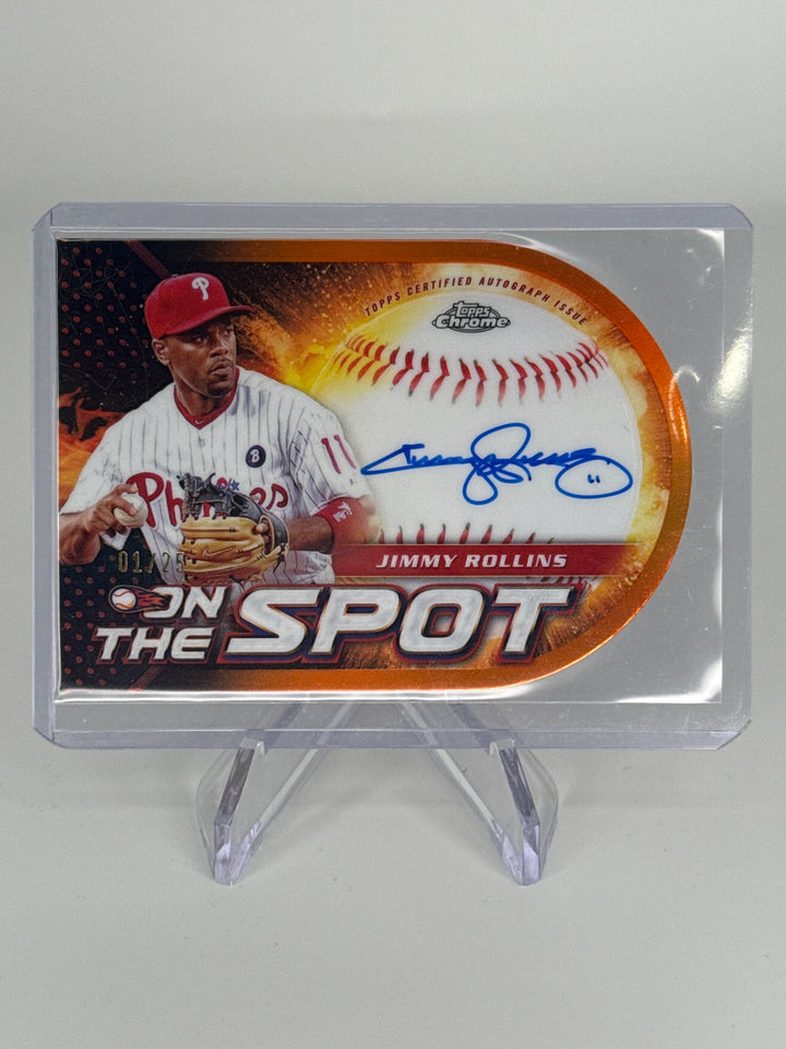 Jimmy Rollins 2023 Topps Chrome On The Spot orange Refractor Auto, 01/25