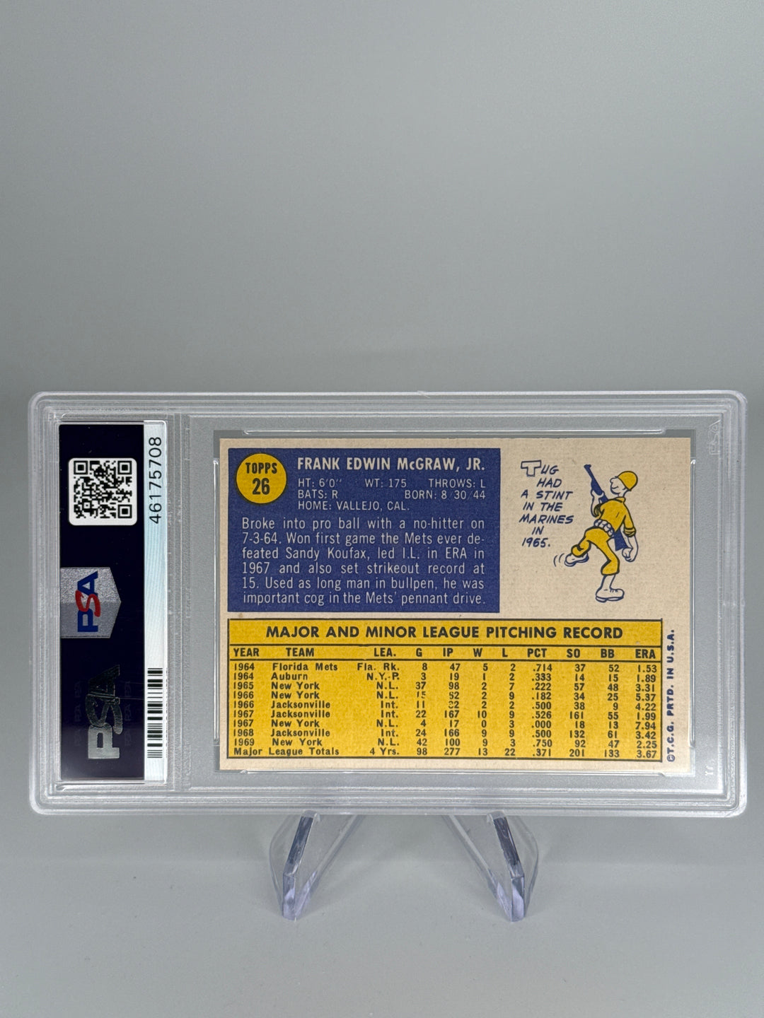 Tug McGraw 1970 Topps, PSA 8