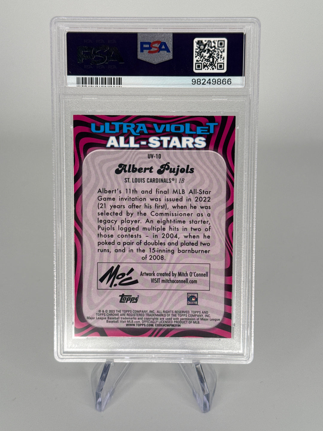 Albert Pujols 2023 Topps Chrome Ultraviolet All-Stars SSP Case Hit, PSA 10 Gem Mint