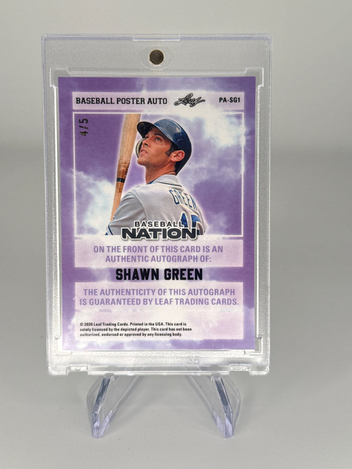 Shawn Green 2026 Leaf Baseball Nation Green Ice Auto, 4/5