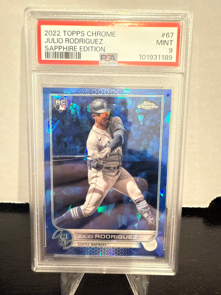 Julio Rodriguez 2022 Topps Chrome Sapphire Rookie, PSA 9 Mint