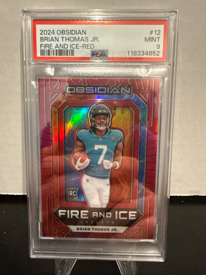 Brian Thomas Jr. 2024 Panini Obsidian Fire & Ice Red Rookie, 09/75, PSA 9 Mint