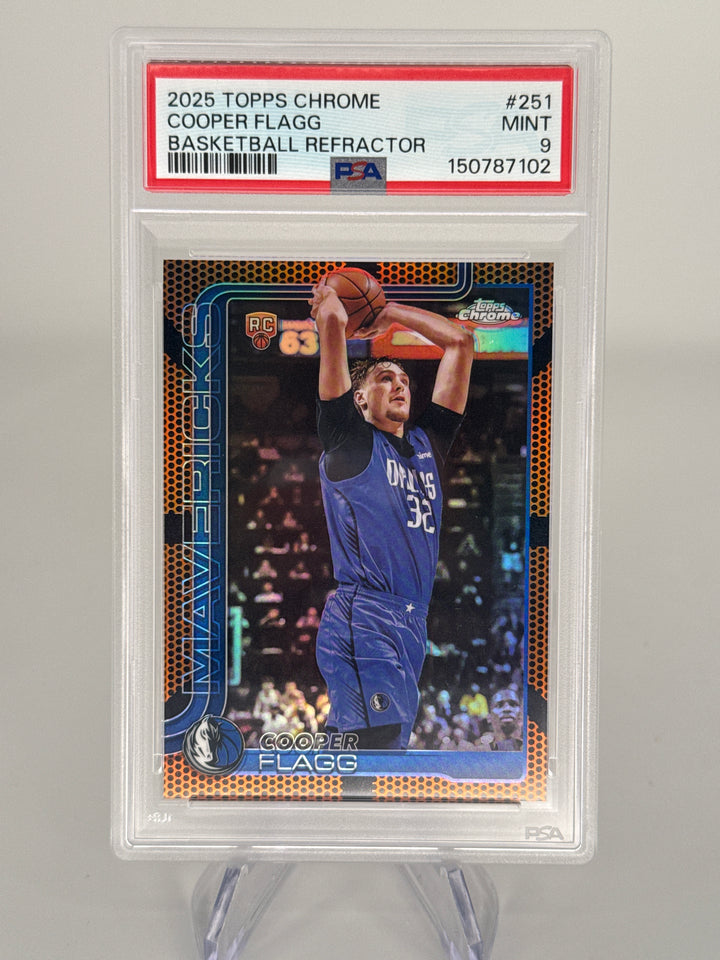 Cooper Flagg 2025 Topps Chrome Basketball Basketball Refractor Rookie, PSA 9 Mint